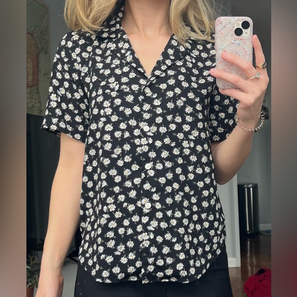 Black pattern button down